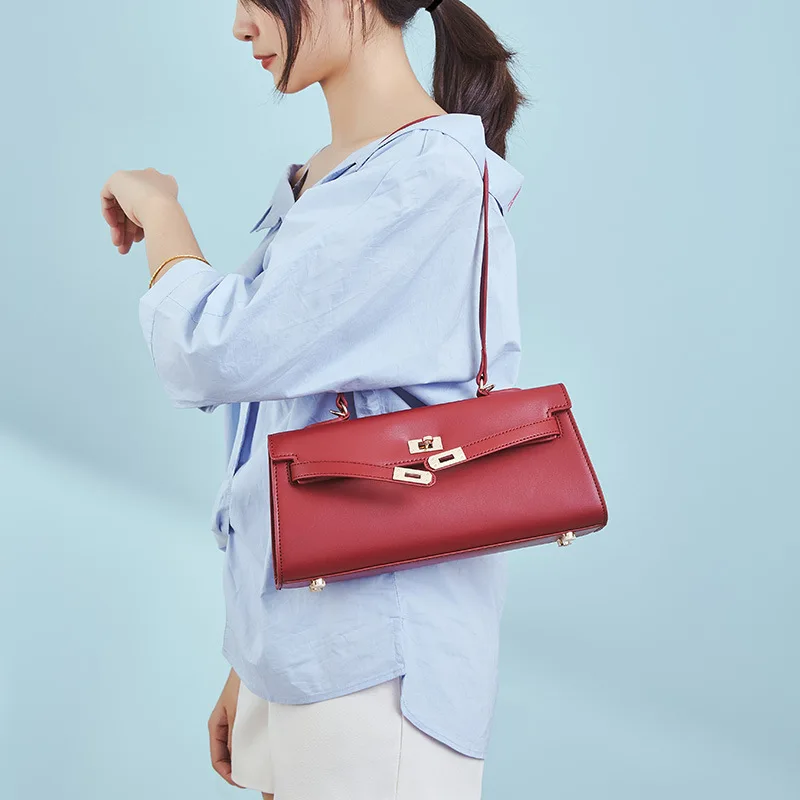 

Bags for Women 2020 Genuine Leather Handbag Fashion Flap Pocket Single Shoulder Bag Soild Color Designer Bags