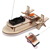diy kit remote control boat stem technology science experiment kids electronic wooden education physics toys for school children
