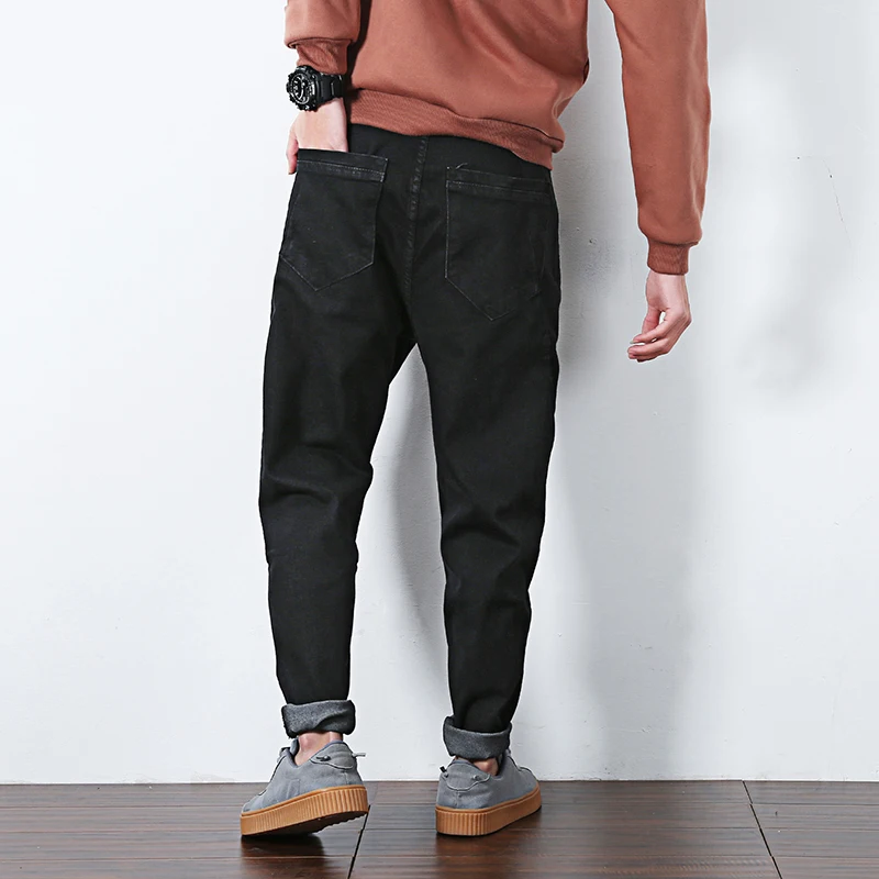 Новинка 2021 мужские зимние повседневные джинсы черные свободные джинсовые брюки