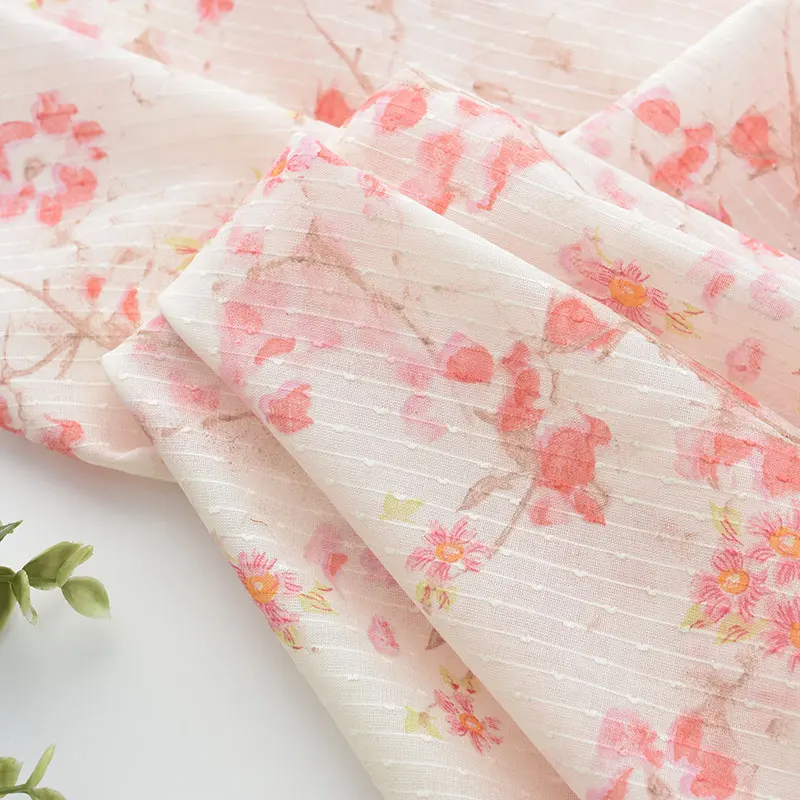 

Pure Cotton Jacquard Striped Printed Fabric Clothes Skirt Kids Shirt Pajamas Tablecloth Handmade DIY Fabric