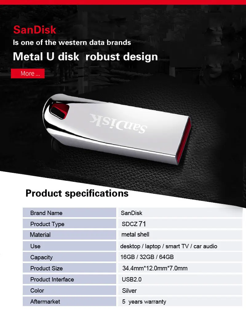 SanDisk флеш-диск USB 2,0 CZ71 мини Флешка 8 ГБ/16 ГБ/32 ГБ/64 Гб высокоскоростная карта памяти, Флеш накопитель U диск устройство для хранения для ПК
