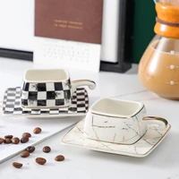 luxury coffee set ceramic tilt pattern turkey european style expresso cup and saucer creative design