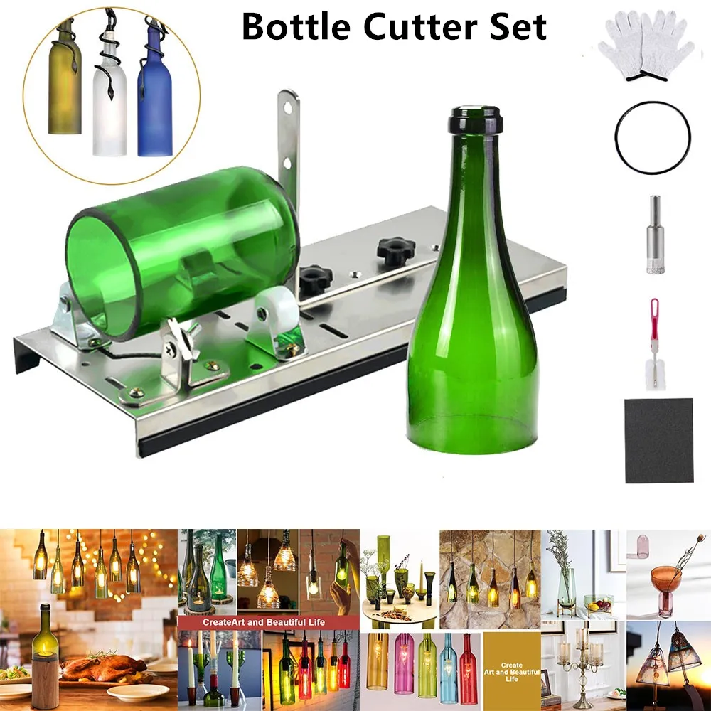 Резак для стеклянных бутылок с перчатками набор инструментов стекла es