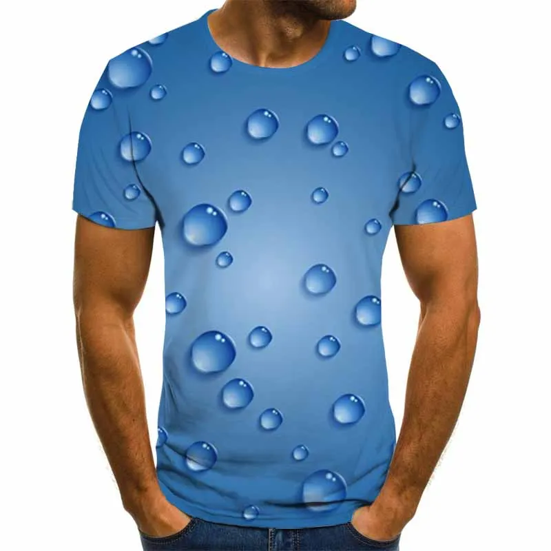 

2021 New Casual Personalized T-shirt Men's Round Neck Short Sleeve Men's T-shirt Summer High Drops of Water Street Style 3D Top