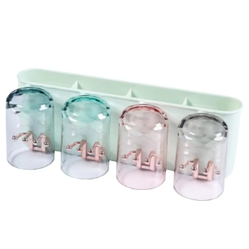 

Practical Toothbrush Holder Transparent Cup Load Bearing Punch Free Wall Toothbrush Holder with Cup Bathroom Accessories