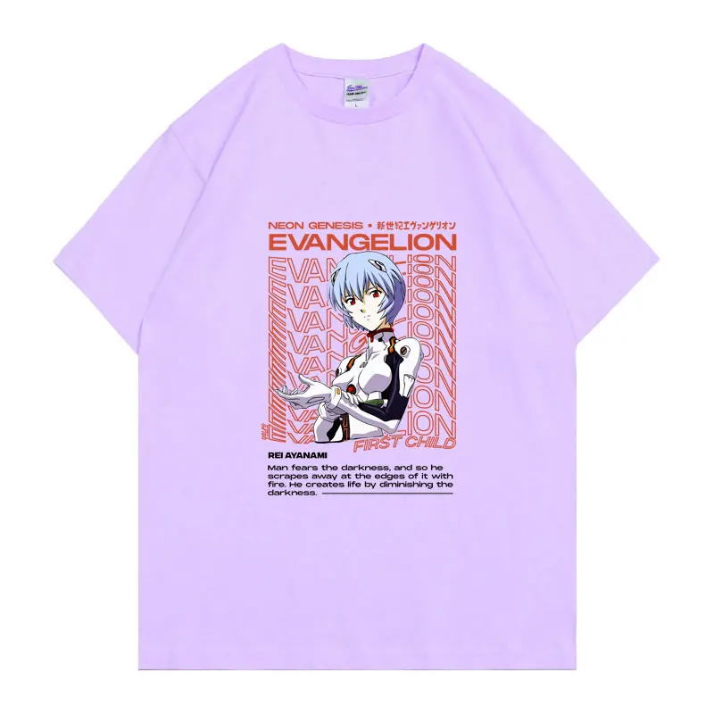

2021 Fashion Japan Anime Ayanami Rei Print Tshirt Men's Casual T Shirts Funny T Shirt Men Women Shrink-proof Cotton T-shirt Tops