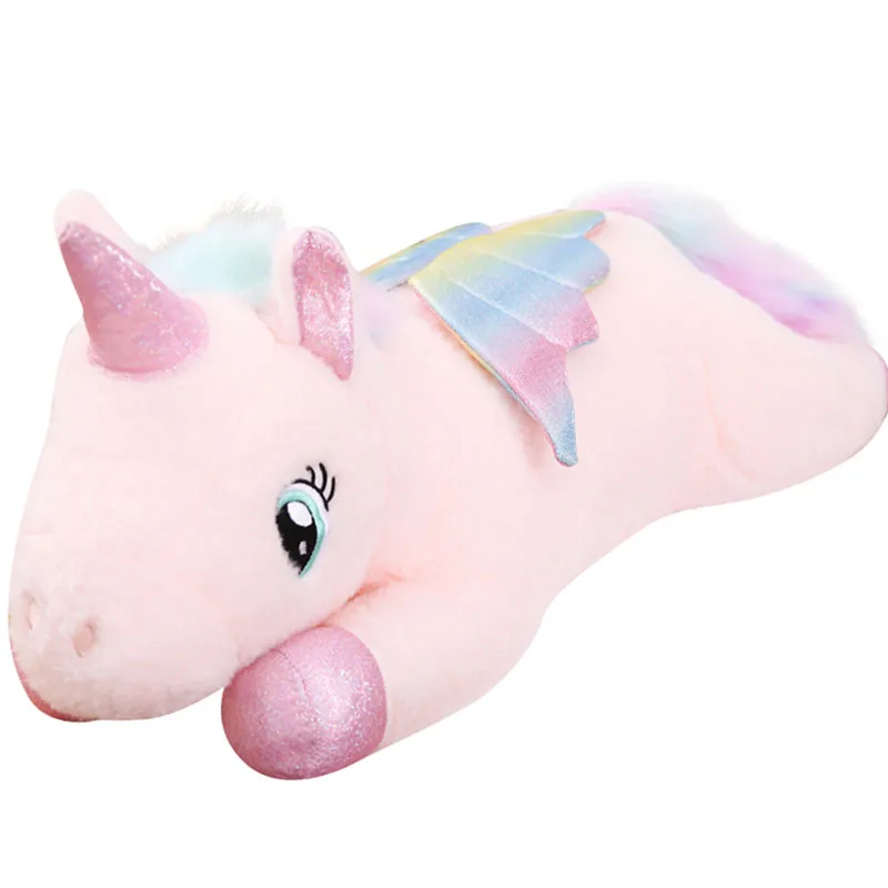 

40/70/100/120cm Oversized Rainbow Unicorn doll Plush padded Queen Unicornio exquisite toy High quality fabric Decorative artwork