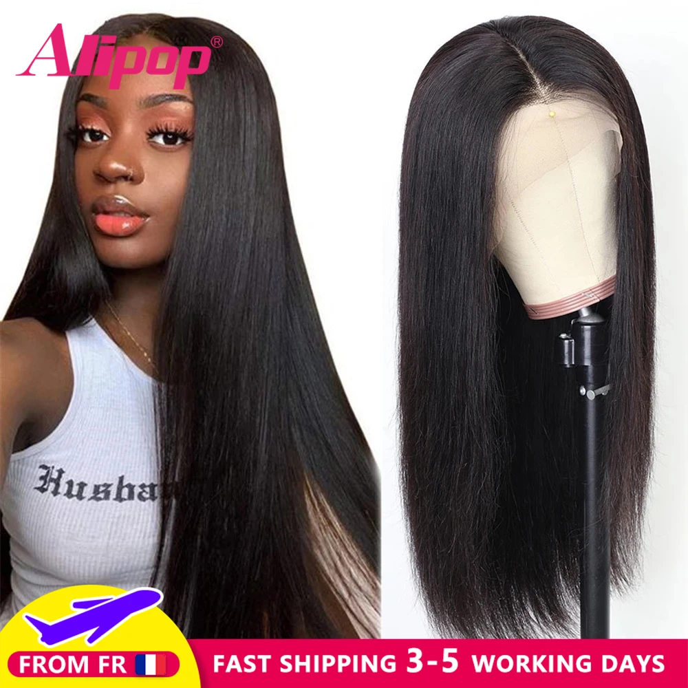 

Парик Из прямых человеческих волос, плотность 250, парик на сетке, фронтальный бразильский парик Remy для черных женщин, предварительно выщипан...