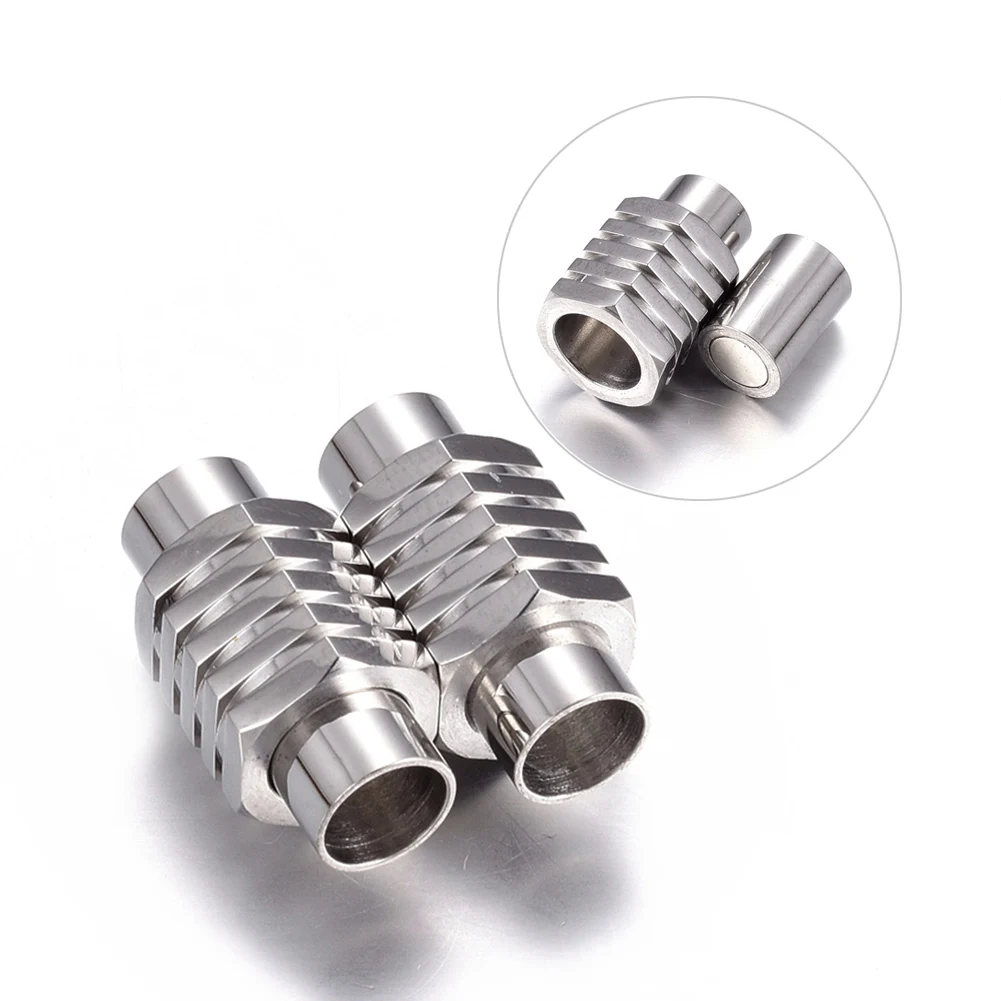 

10Pcs Stainless Steel Magnetic Clasps Screw Thread End Clasp Connectors Buckle For DIY Jewelry Leather Cord Bracelet Making