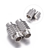 10pcs stainless steel magnetic clasps screw thread end clasp connectors buckle for diy jewelry leather cord bracelet making