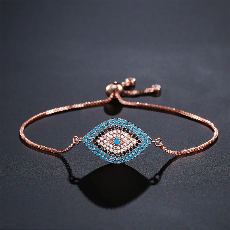 

WUKALO New Turkish Female Bracelets Bangles Gold Color AAA Cubic Zirconia Evil Eye Bracelets for Woman Jewelry Gifts