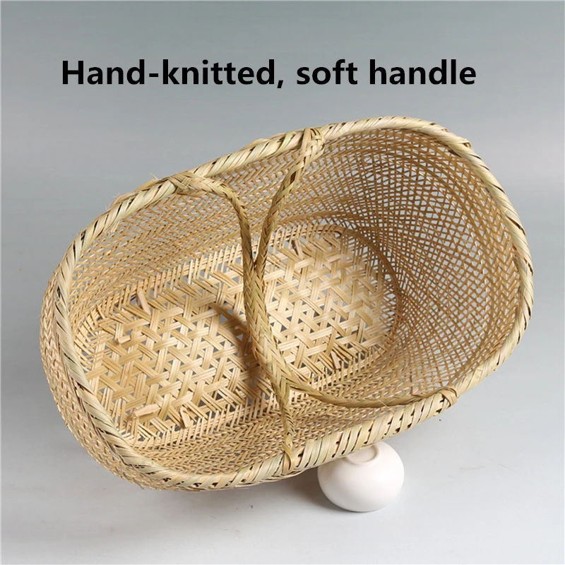 Большая бамбуковая соломенная корзина из ротанга ручной работы круглая