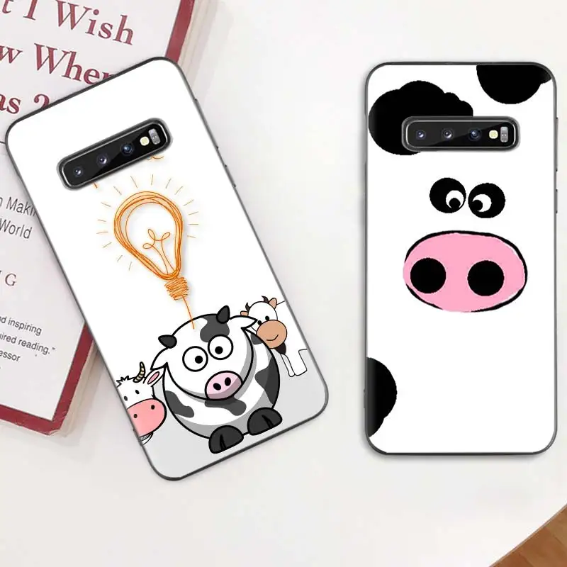 

White Black Cow Symbol Case for Samsung Galaxy S10 S20 FE Ultra 5G S8 S9 Plus S10e Note 20 10 Lite Silicone Phone Coque