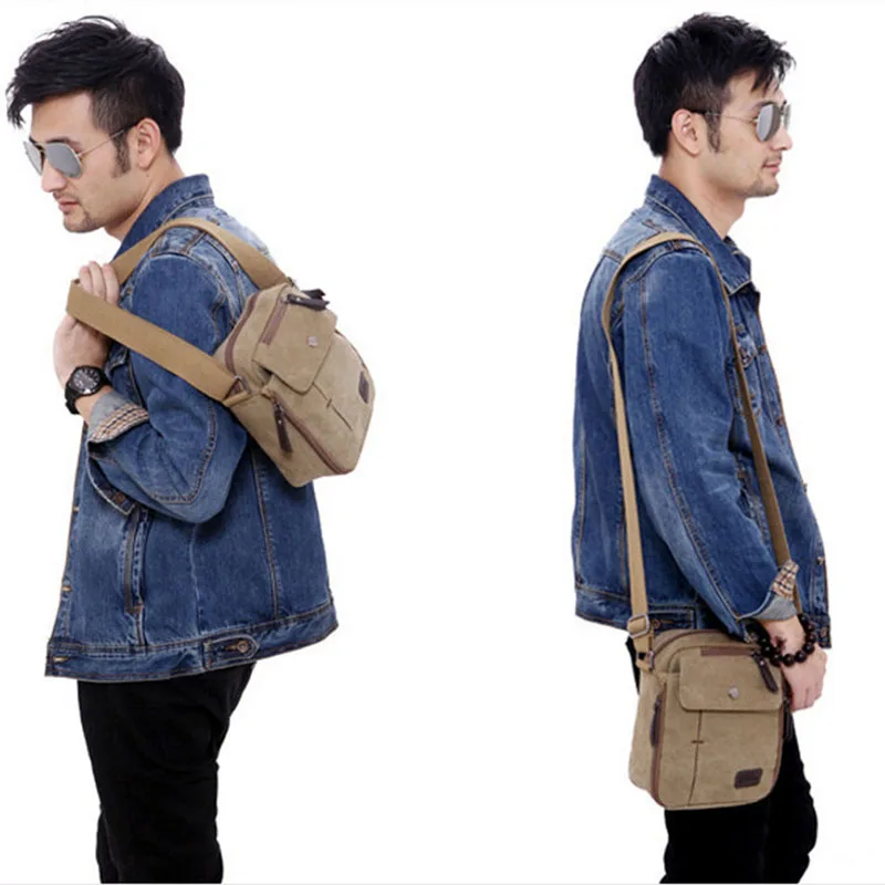 

Men's Bag Light Men Shoulder Bag For Pocket Waterproof Casual Crossbody Bag Black Canvas Messenger Bag Shoulder