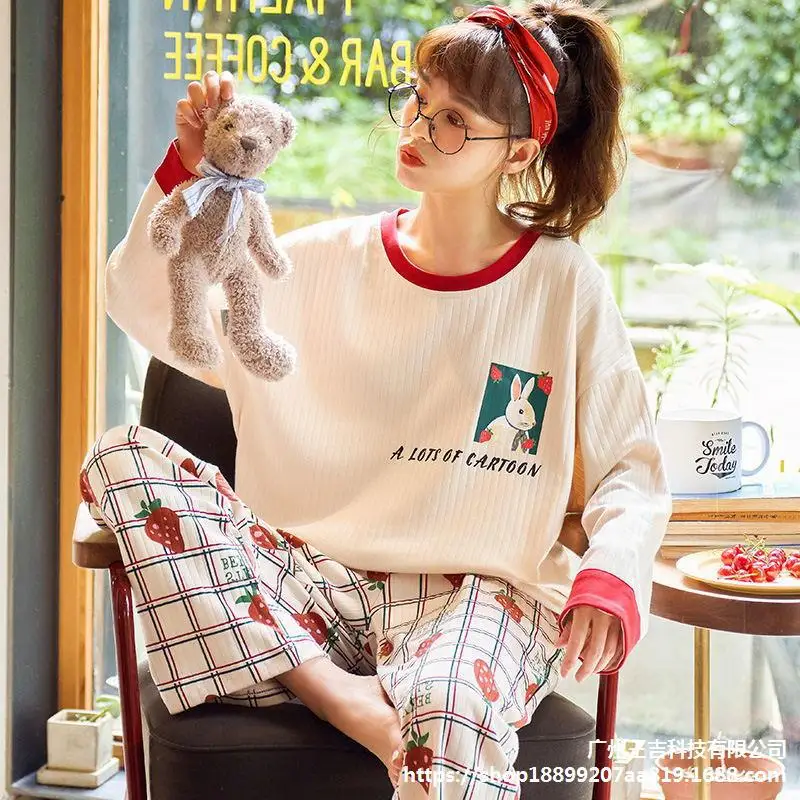2021new Autumn Winter Pajamas Women's Long Sleeve Home Clothes Set Thin Female Sleepwear Lady Nightwear Sleep Tops Sleeping Wear