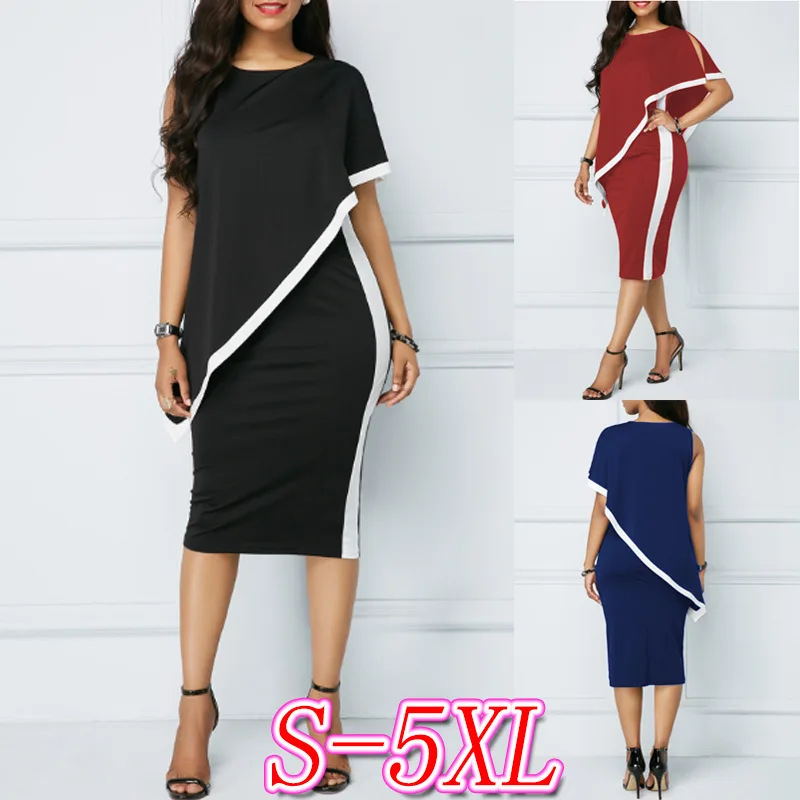 Женские Круглый воротник Одного Плеча Контраст стройная фигура вечерние платье