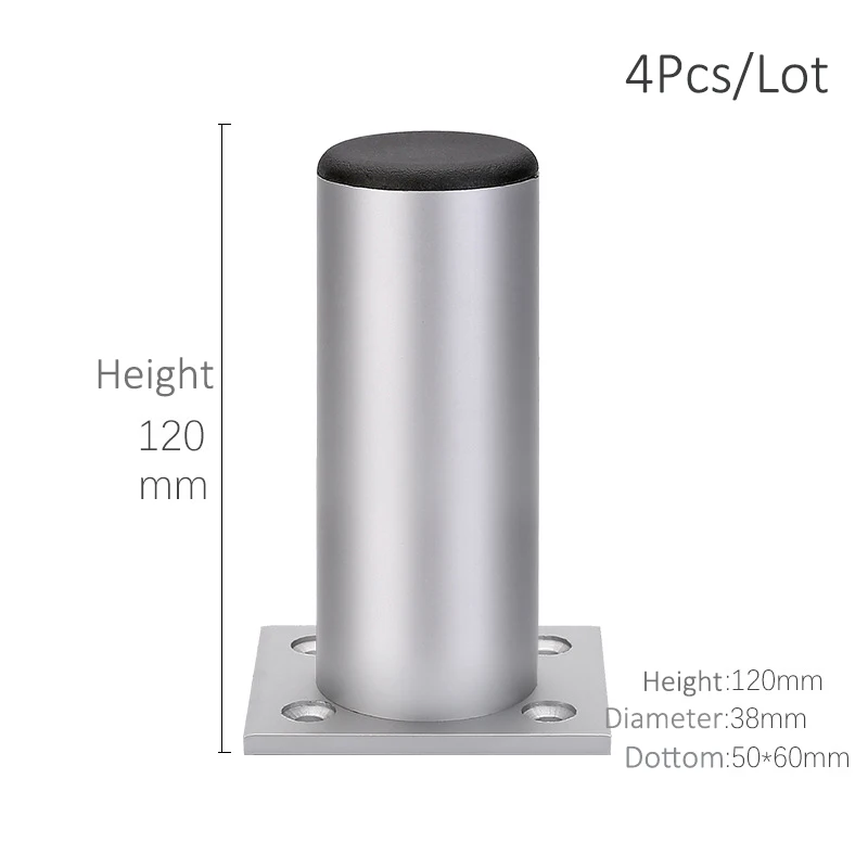 Height 12cm - Silver Утолщенные Регулируемые Алюминиевые ножки для мебели, ножки для шкафа 6-30 см, подставка для шкафа телевизора, ножки для ванной комнаты, ножки для дивана, набор из 4 предметов - Цвет: Height 12cm - Silver