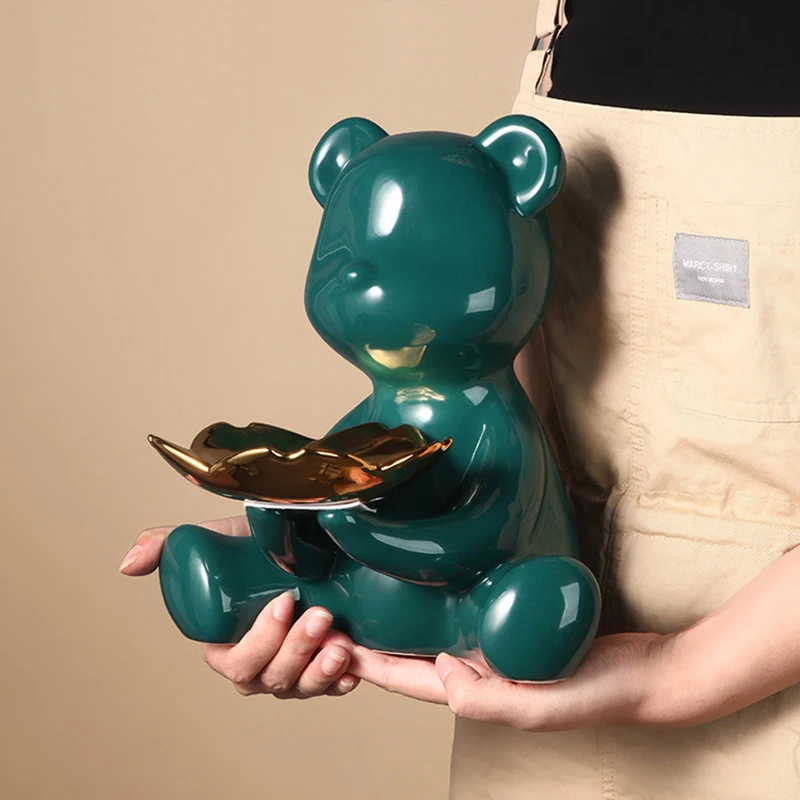 3D Керамика фигурка медведь дома украшения статуя животного хранения ключей