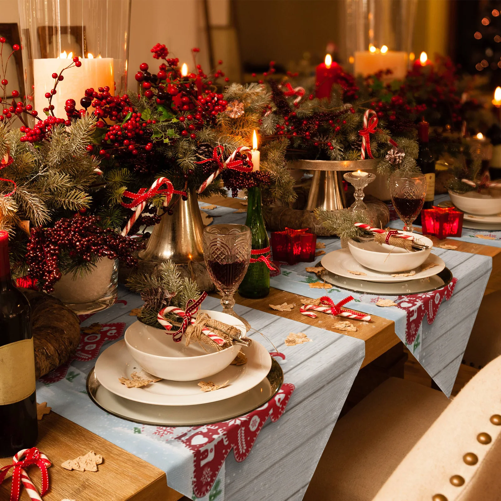 Новогодняя скатерть из гнома под дерево Настольная Декоративная для дома