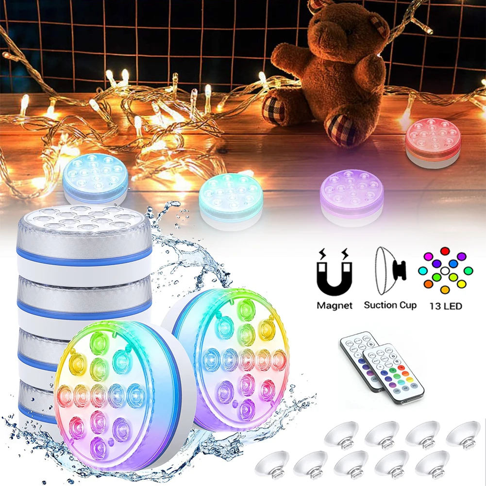 

Подводная светодиодная лампа, водонепроницаемый разноцветный светильник для чаепития, свадьбы, Рождества, вечеринки, IP68