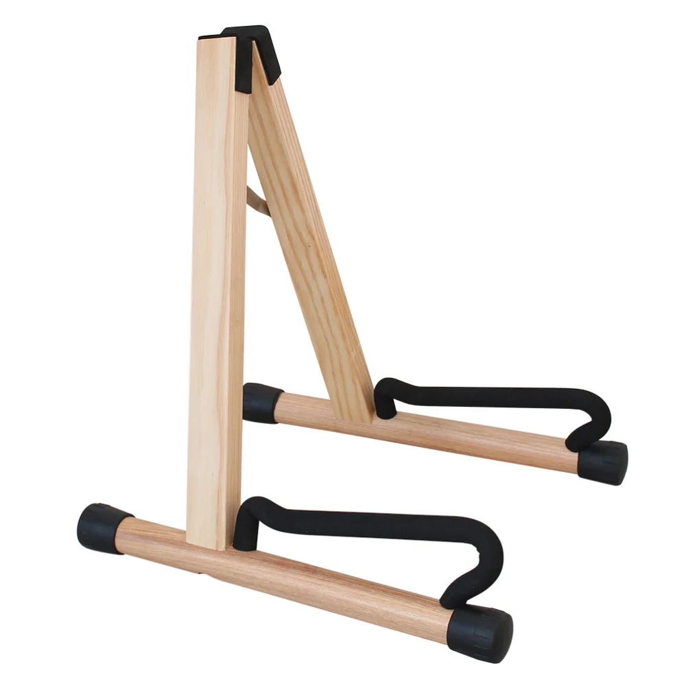 

A Style Wooden Foldable Guitar Holder Stand Vertical Display Stand Rack Musical Instrument Bass Stand Bracket (Brown, Deep Grain