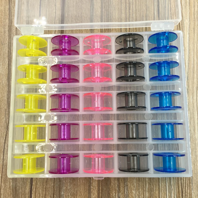 

25pcs 20mm Plastic Sewing Machine Metal Bobbins Bobbin Spool Storage-Box