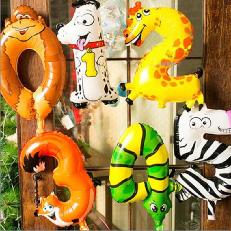 Фольгированные воздушные шары в виде животных 16 дюймов цифры-баллоны с гелием