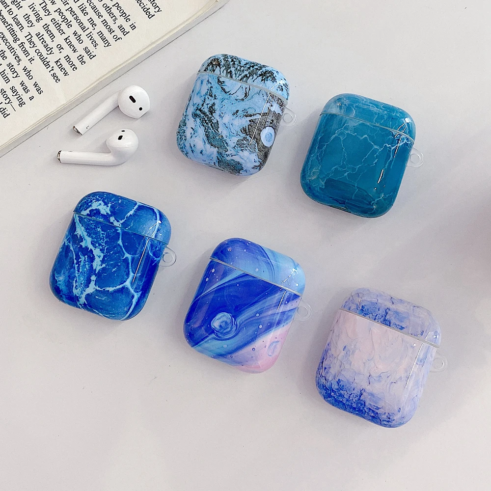 Цвет: синий камень мрамор Bluetooth Беспроводной защитный чехол для наушников Apple Airpods