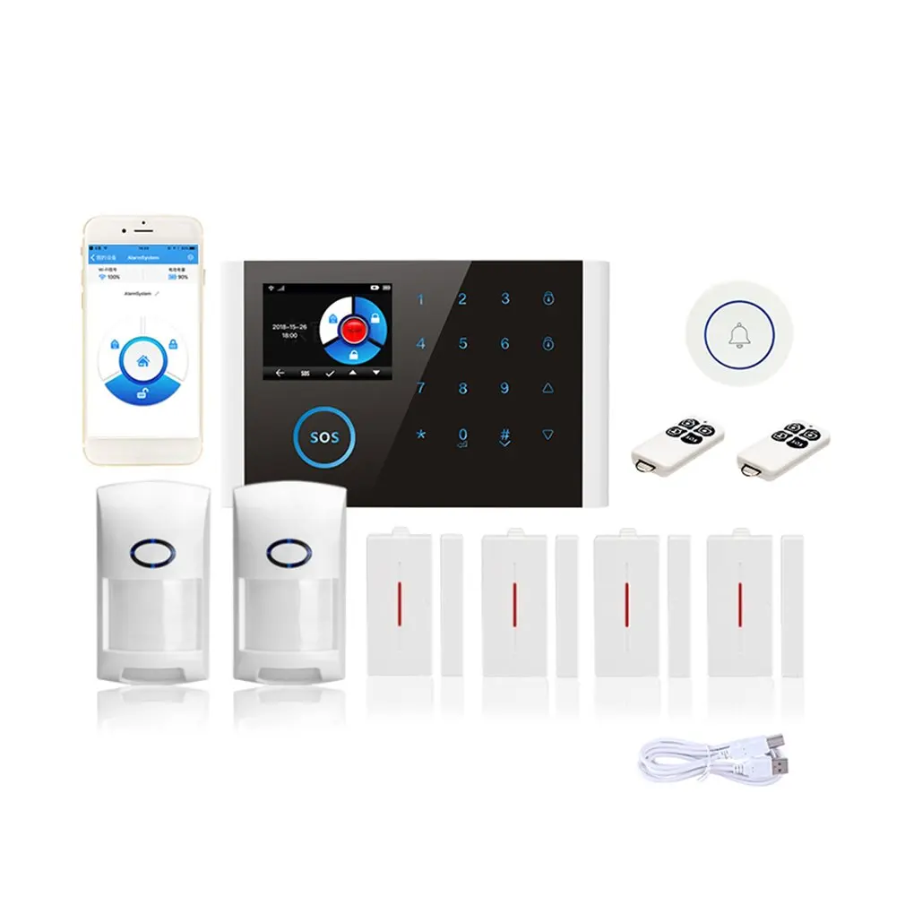 package 2 Cs108 переключаемая Беспроводная система домашней безопасности Wifi Gsm Gprs Сигнализация приложение дистанционное управление Rfid карта Arm Disarm - Color: package 2