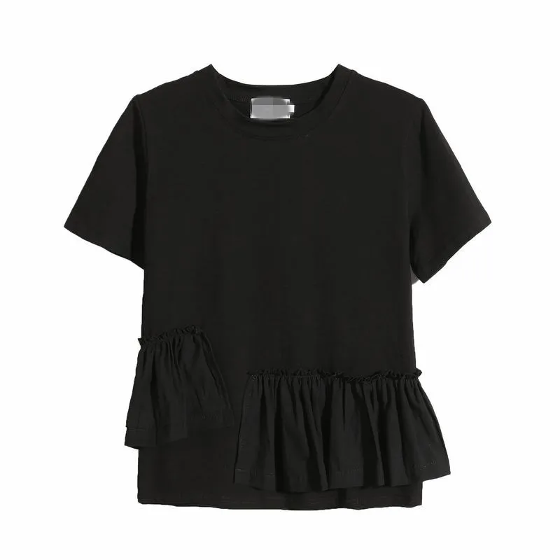 

SuperAen Solid Short Sleeve Irregular O Neck T-Shirt New Summer 2021 Tops