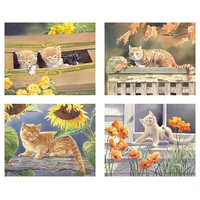 5d diy sunflower cat diamond painting cross stitch full square round drill embroidery colorful handmade home room wall decor