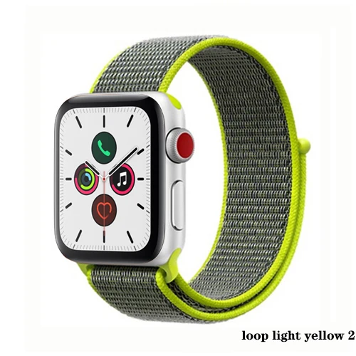 Нейлон pulseira для apple watch band 4 44 мм 40 мм(iwatch 5) apple watch 3 2 1 ремешок 42 мм 38 мм дышащий браслет ремень аксессуары - Цвет ремешка: loop light yellow 2