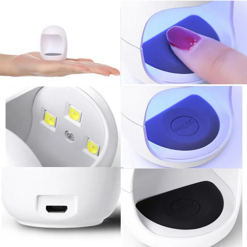 Мини 6 Вт УФ светодиодная лампа для сушки ногтей Портативный USB кабель основного
