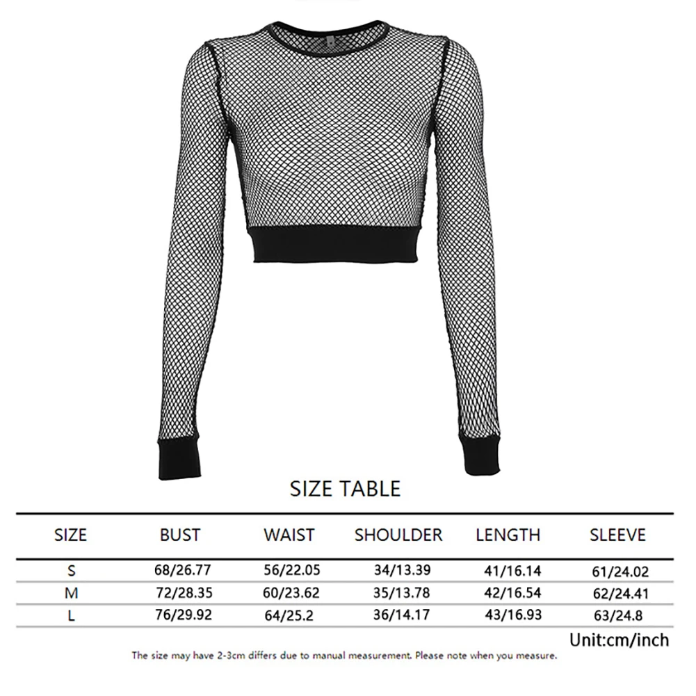 Новая Сексуальная женская прозрачная сетчатая облегающая футболка с длинными