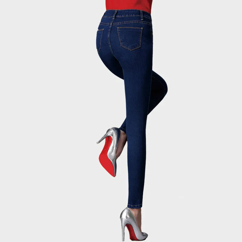

Autumn Spring Jeans for Women High Waist Plus Size Skinny Pants Blue Denim Pencil Pant 8XL 7XL 6XL Plus Size Mom Jeans T9737