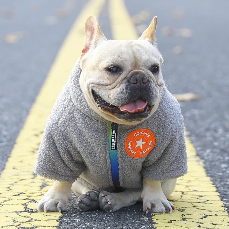 Французская одежда для бульдога зимняя с Мопсом куртка капюшоном собак теплая