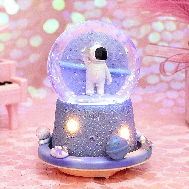 Снежный шар астронавта Хрустальный вращающаяся музыкальная шкатулка замок в