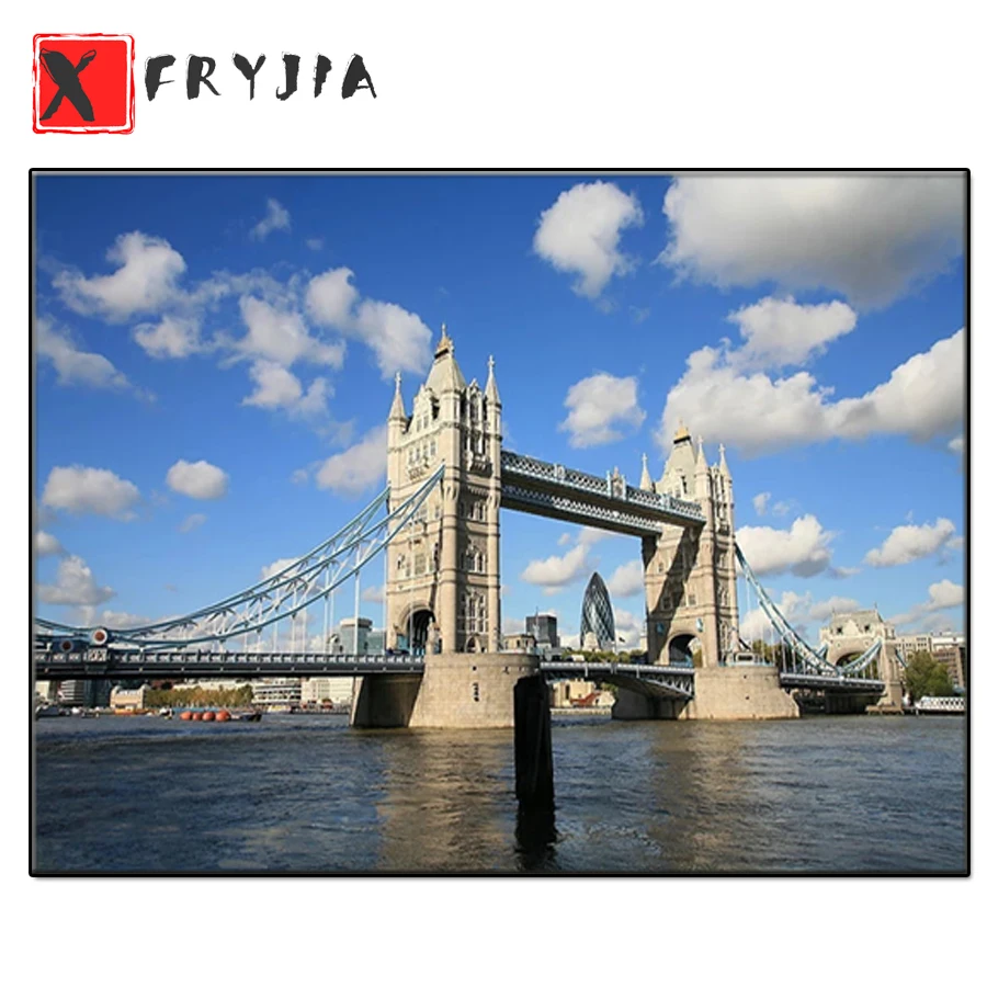 

Алмазная 5D мозаика «сделай сам», картина с полными квадратными стразами, с изображением лондонской башни, моста, вышивка крестиком, домашни...