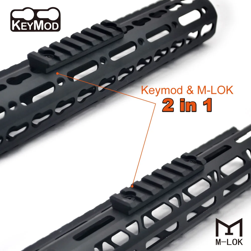 

TriRock Universal 5/7 slots Picatinny Rail Section Dual Interface Compatible of Both KeyMod & M-LOK Handguard Mount System_Black