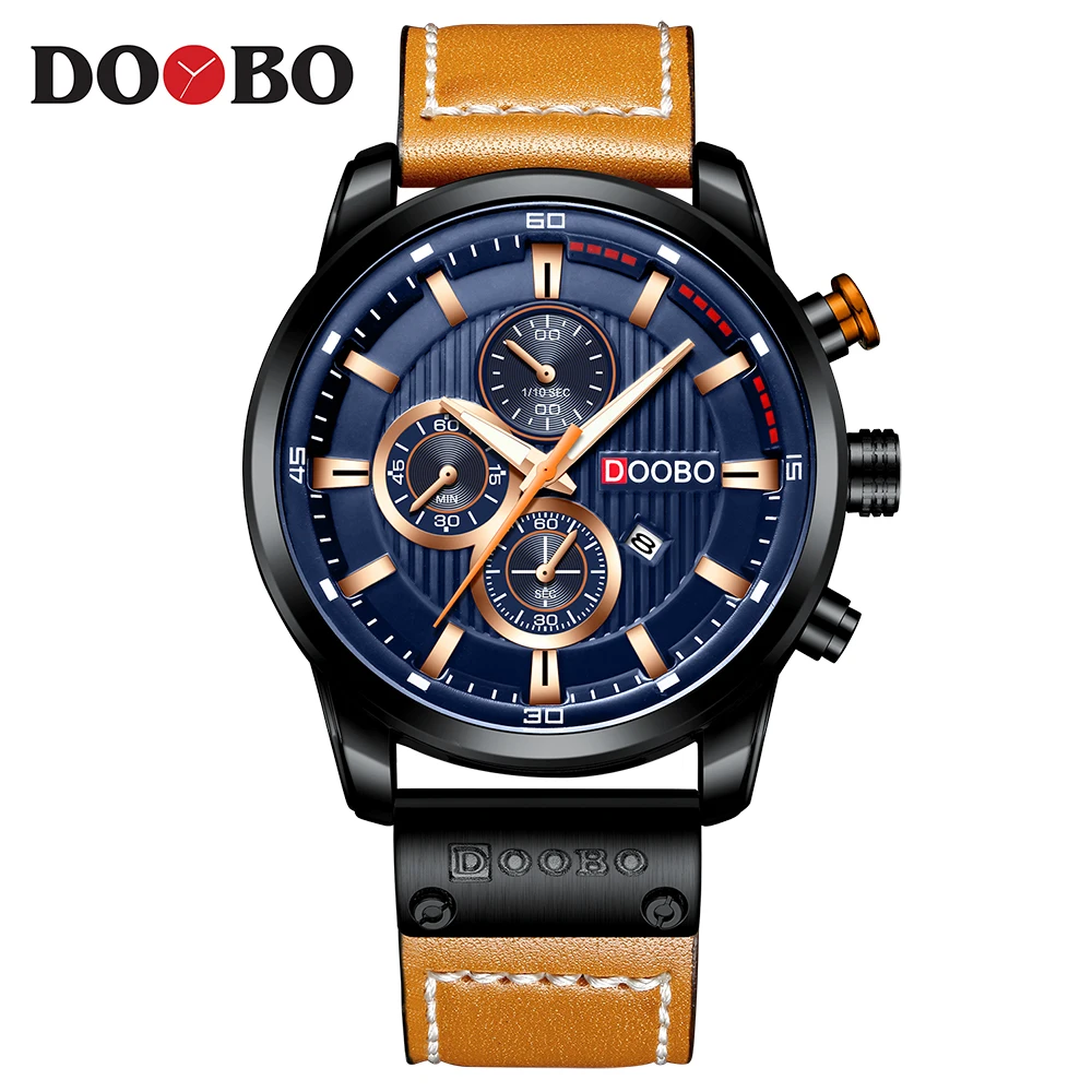 DOOBO Luxury Brand Men Analog Leather Sports Watches Men's Army Military Watch Male Date Quartz Clock Relogio Masculino D042 | Наручные
