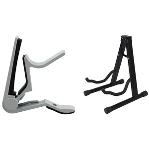 White-Handed Guitar Capo Clip Trigger with 190mm Folding Tripod Stand Holder Acoustic Guitar Electric Bass Black