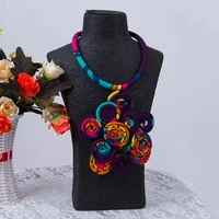 african print necklace ankara chain necklace african ethnic handmade jewellery african fabric jewellery for women none wyb594