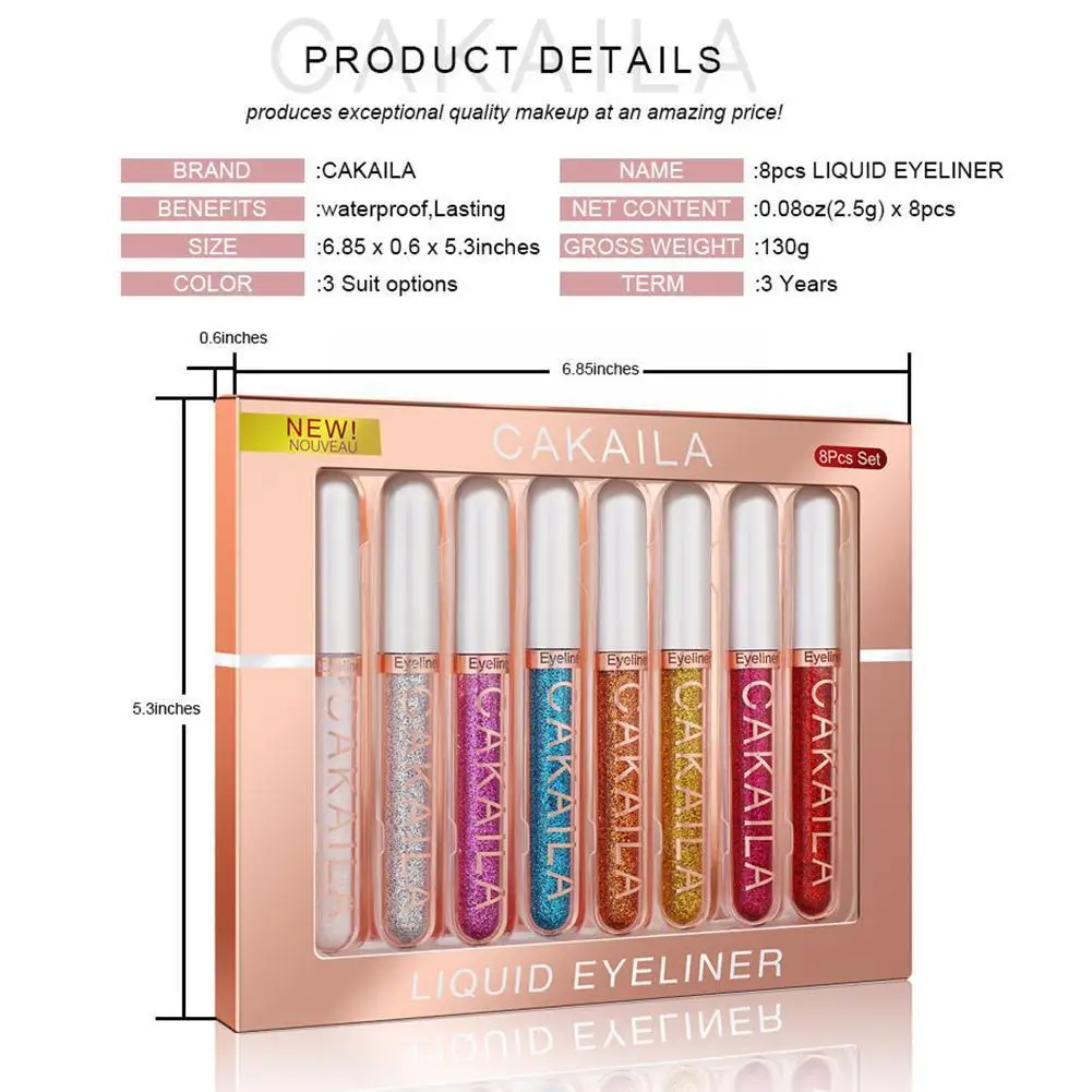

8 Colors/Set Eyeliner Pen Makeup Matte Color Eye Liner Liquid Eyeliner Pencil Glow Colorful Eyeliner Kit Pen Set Diamond W4W2