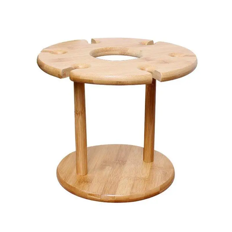 Подставка для бокалов горячего вина Бамбуковая настольная сушилка кемпинга на 6