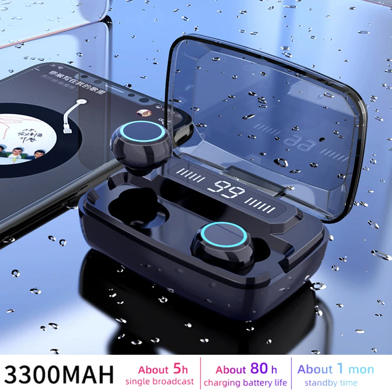 8D беспроводные наушники Bluetooth наушники V5.0 Спортивные Беспроводные наушники светодиодный дисплей сенсорное управление стерео гарнитура с микрофоном