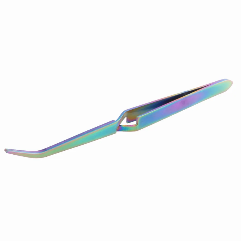 Color titanium 1pc Маникюрный Инструмент для придания формы Пинцет из нержавеющей стали многофункциональный зажим для маникюра Кончиков Ногтей Инструмент УФ-гель акриловый C кривой щипцы для сбора Стразы - Цвет: Color titanium 1pc