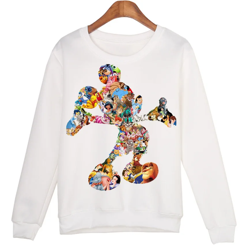 Харадзюку мультфильм микки печать Джокер тренд пуловер свитшот белый для