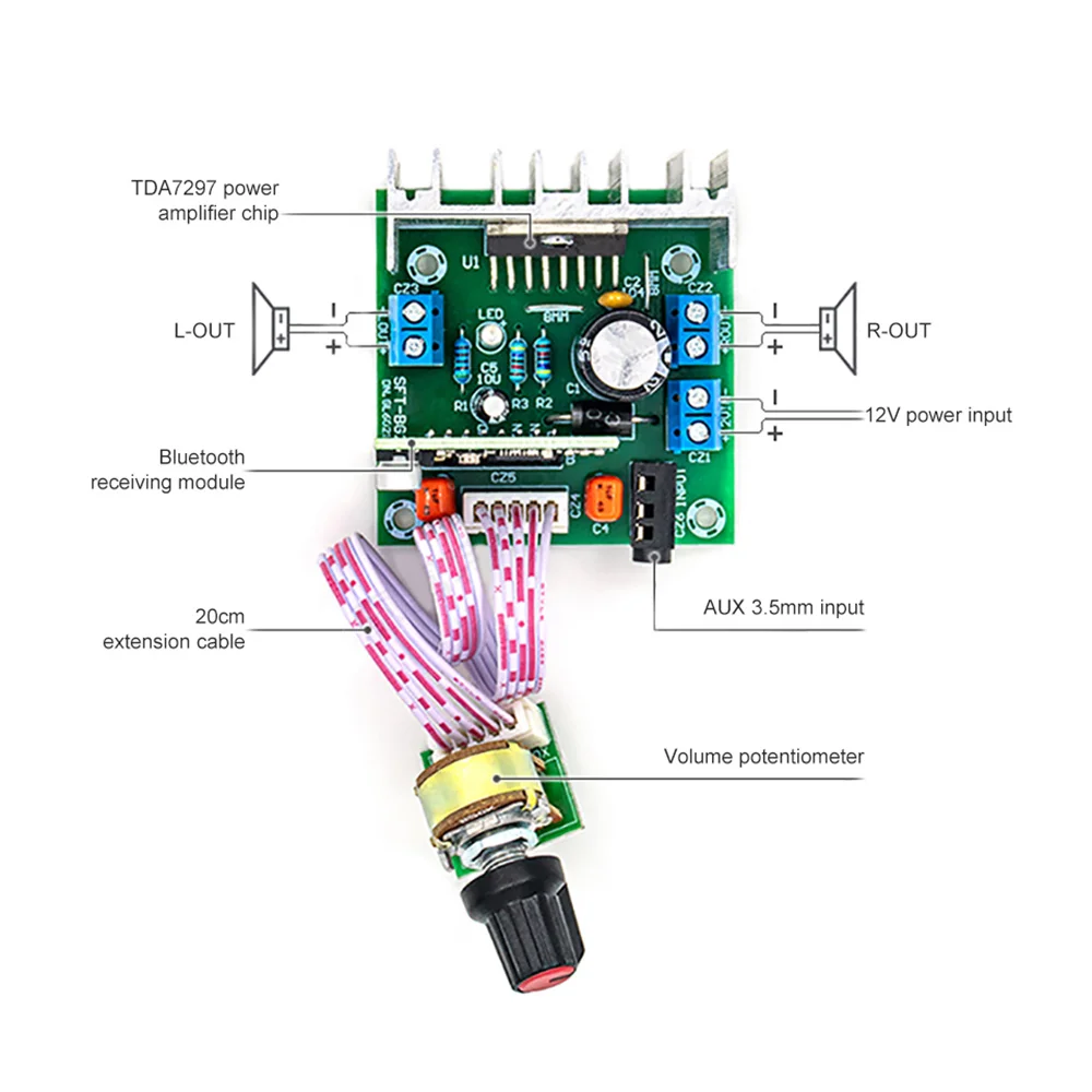 AIYIMA Bluetooth TDA7297 стерео усилитель мощности 15Wx2 домашний кинотеатр аудио Мини Amp DIY