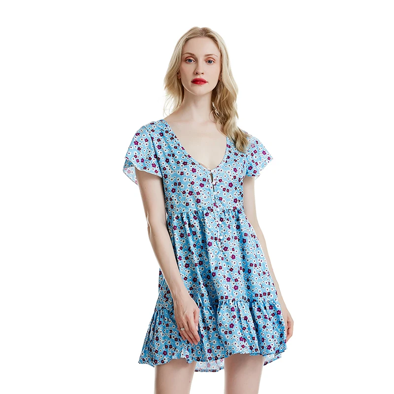 Повседневное женское пляжное платье популярное летнее с цветочным принтом и