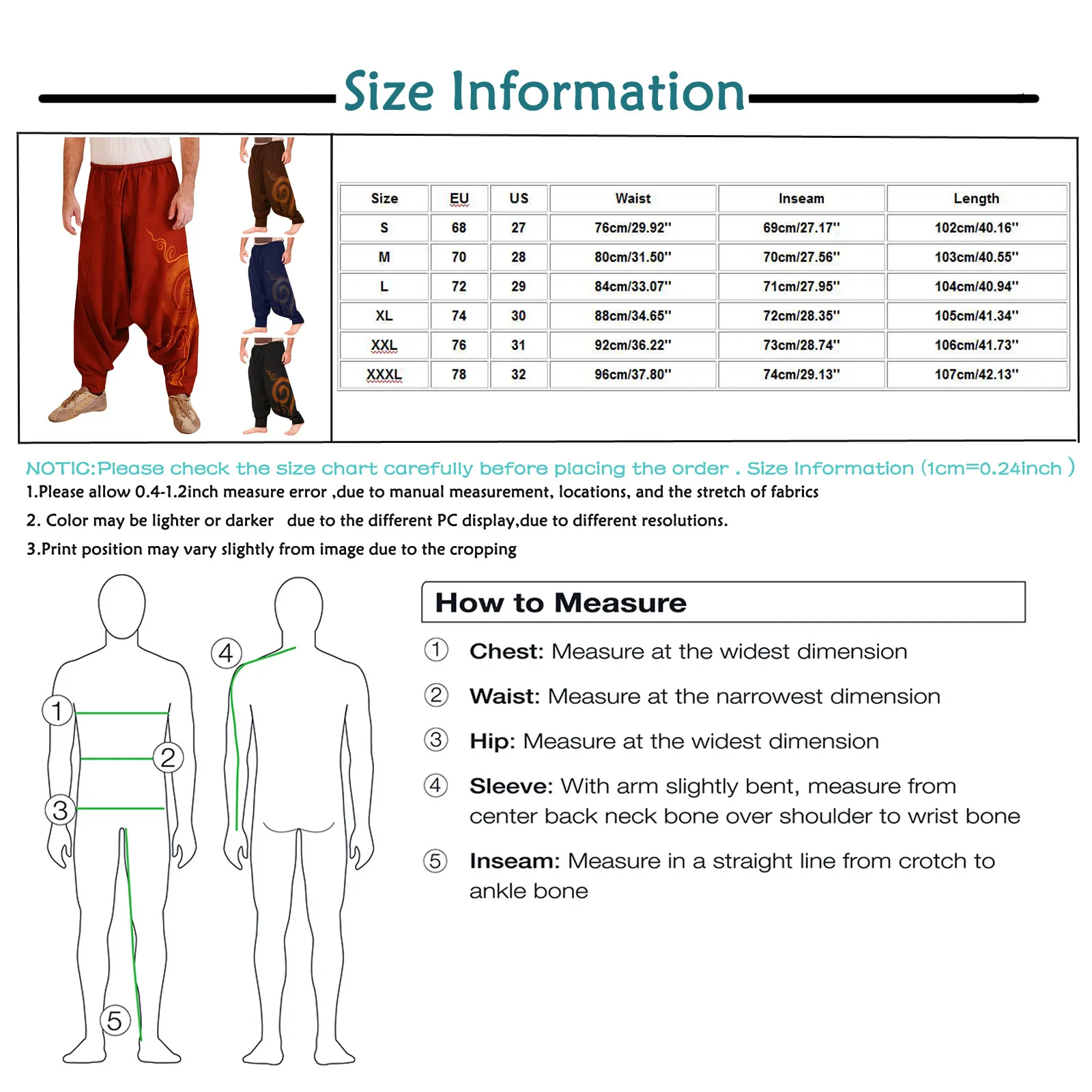 

Cotton Harem Pants Men Print Elastic Waist Streetwear Joggers 2020 New Baggy Drop-crotch Pants Casual Trousers Men Dropshipping